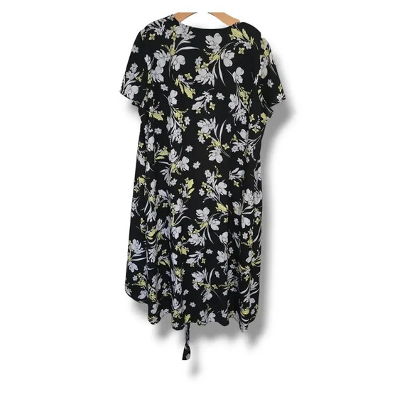 Worthington JCPenney Women's black floral short sleeves wrap dress xl - Picture 5 of 12